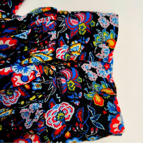 Frame XS Single Sleeve & Shoulder Blue Floral Print Top - Picture 11 of 15